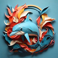 2809-Abstract-art-paper-art-animal-origami