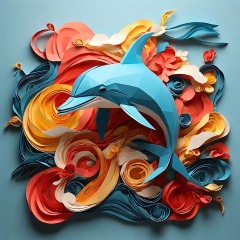 2810-Abstract-art-paper-art-animal-origami