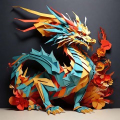 2812-Abstract-art-paper-art-animal-origami