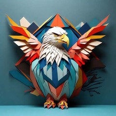 2813-Abstract-art-paper-art-animal-origami